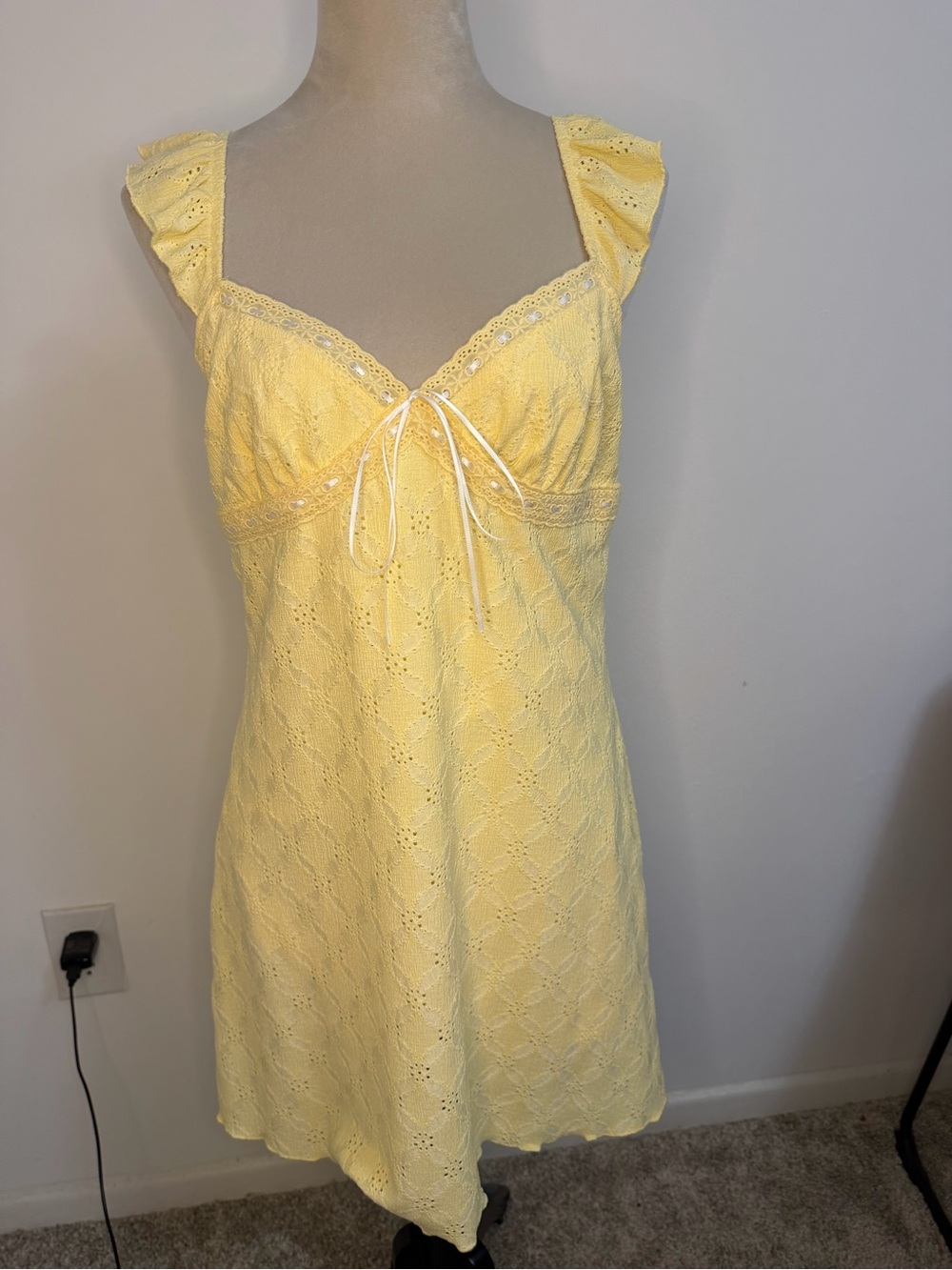 New! Yellow Eyelet Sundress with Ruffle Straps from Target size M